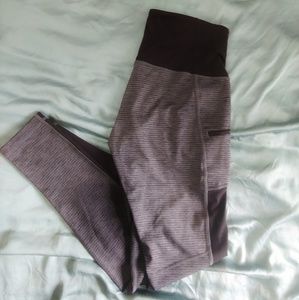 Zella striped leggings with zipper pockets